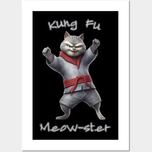 Kung Fu Cat Kung Fu Meowster Saying - Funny Cat Saying Posters and Art